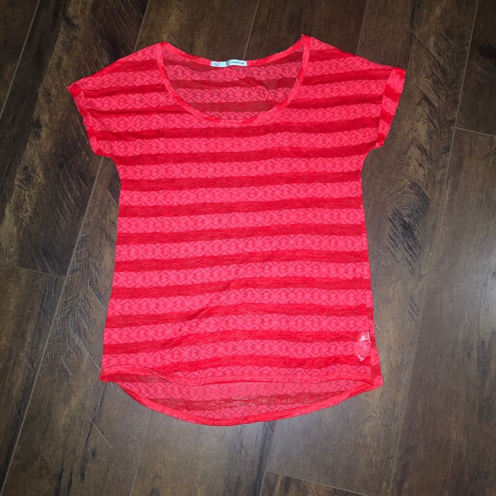 Maurices Sheer Red Striped Top